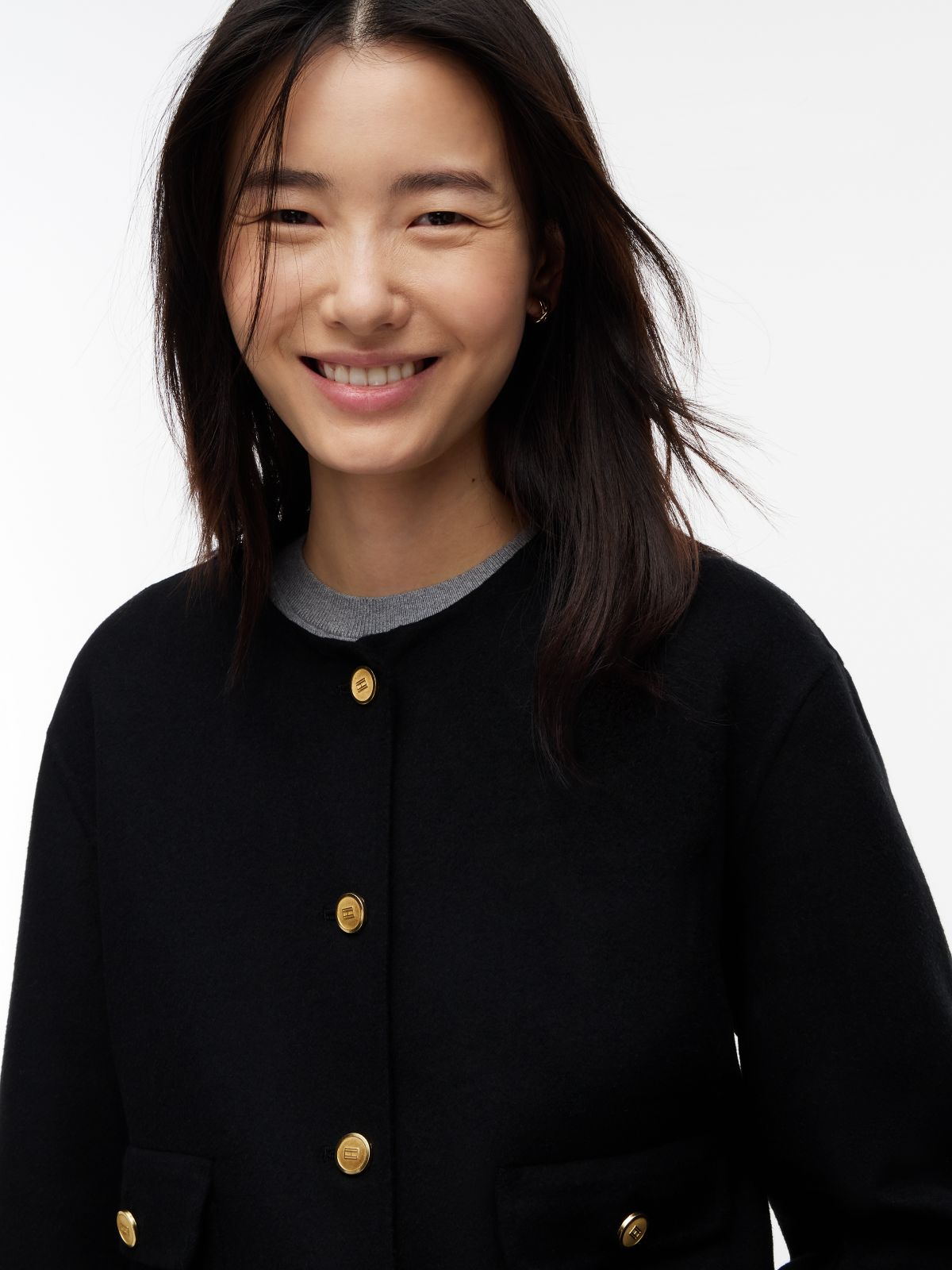 Faux Fur Wool-Blend Lady Jacket — Black