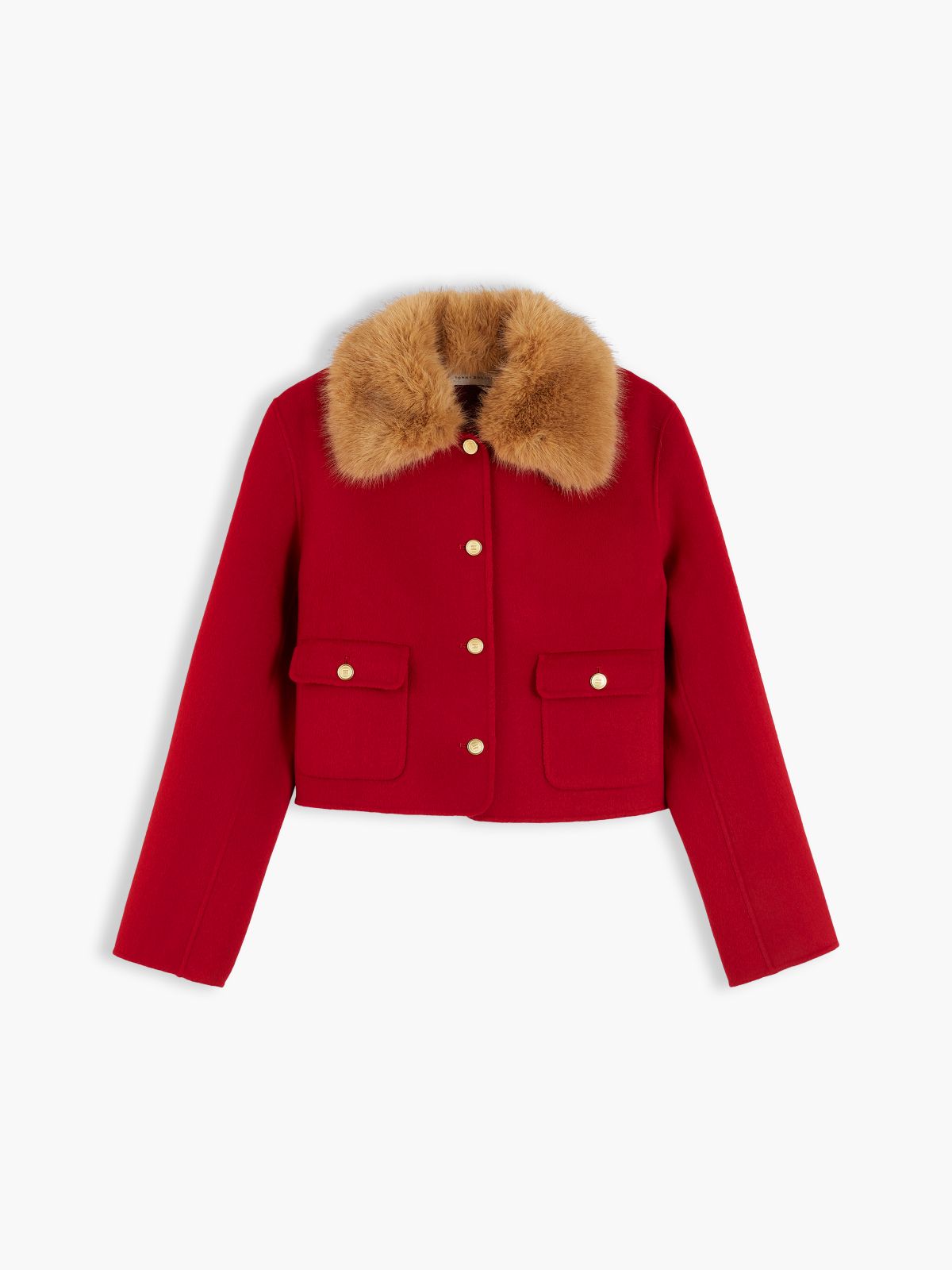 Faux Fur Wool-Blend Lady Jacket — Red