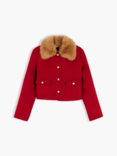 Faux Fur Wool-Blend Lady Jacket — Red 5