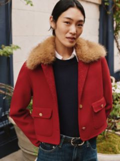 Faux Fur Wool-Blend Lady Jacket — Red 7