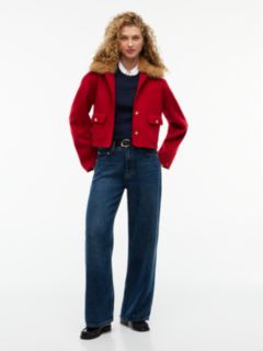 Faux Fur Wool-Blend Lady Jacket — Red 2