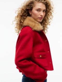 Faux Fur Wool-Blend Lady Jacket — Red 3