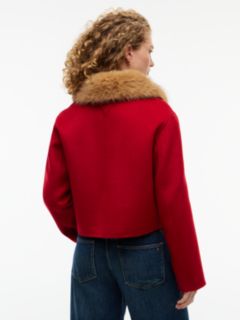 Faux Fur Wool-Blend Lady Jacket — Red 4