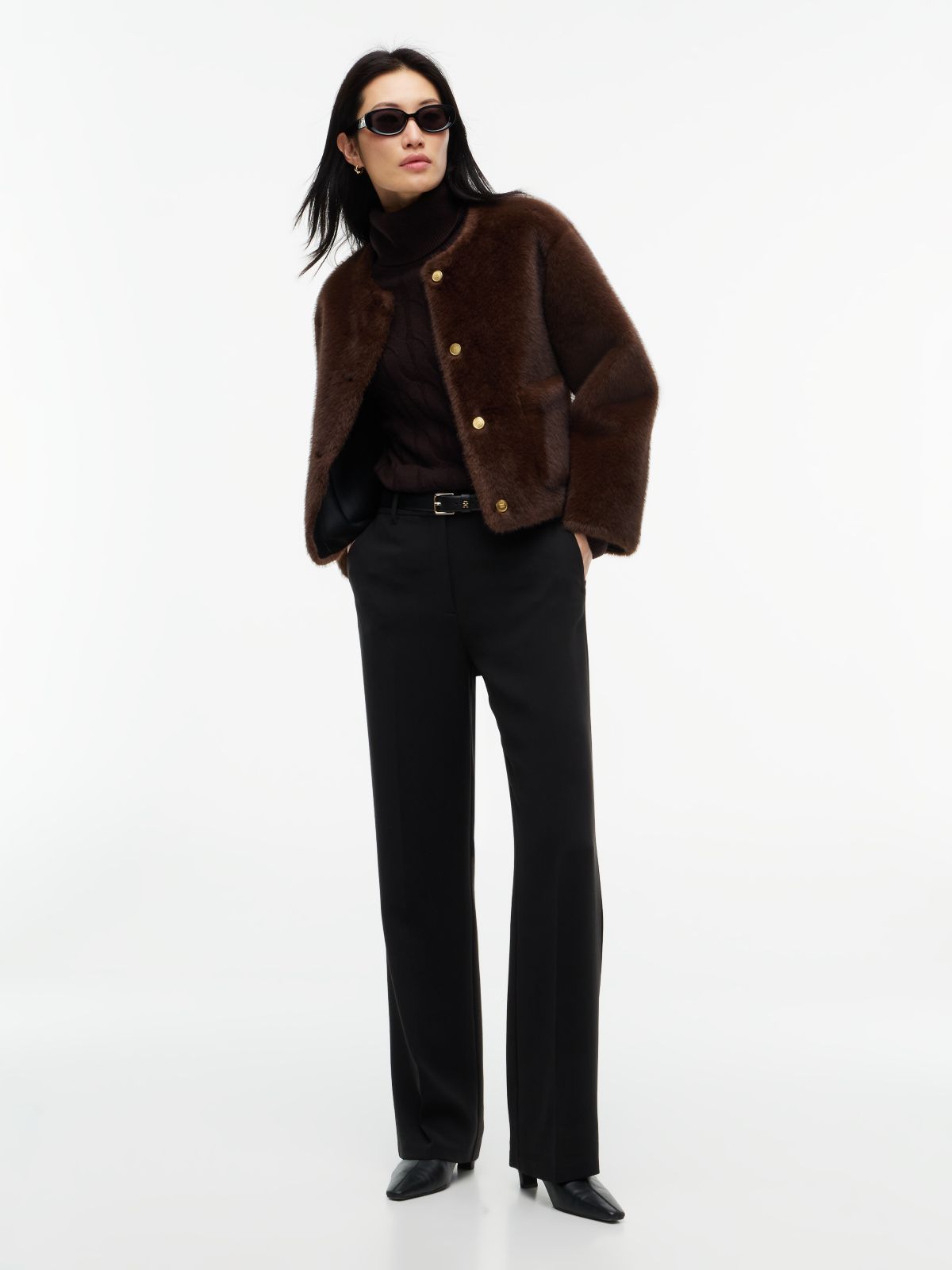 Faux Fur Lady Jacket — Chocolate