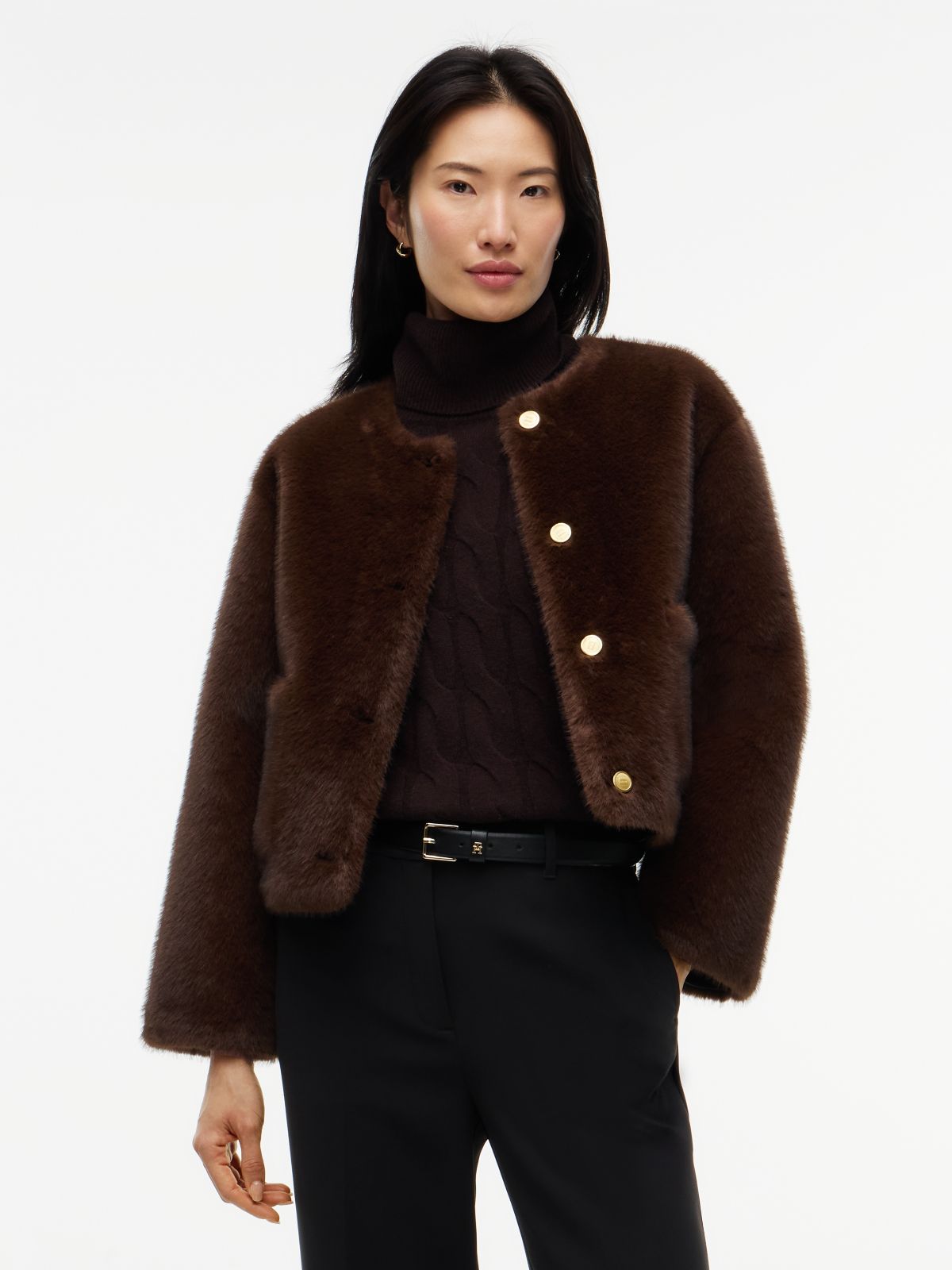 Faux Fur Lady Jacket — Chocolate