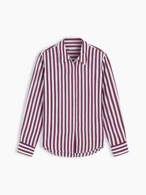 Женская рубашка Tommy Hilfiger Regular Fit Striped Fluid, цвет: Белый — фото 5