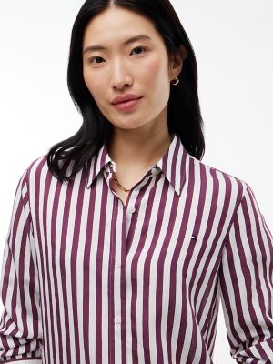 Женская рубашка Tommy Hilfiger Regular Fit Striped Fluid, цвет: Белый — фото 3