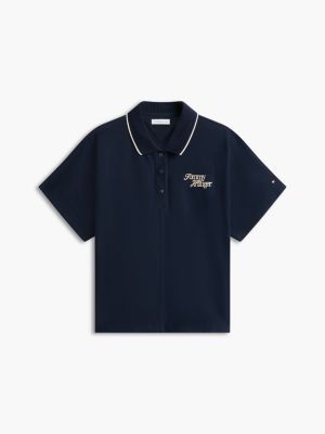 Relaxed Fit Stretch-Cotton Polo, Dark Blue