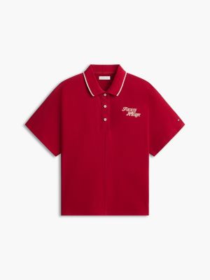 Relaxed Fit Stretch-Cotton Polo, Raspberry Juice
