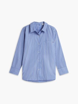 Easy Fit Cotton Poplin Pocket Shirt, New York Blue Stripe