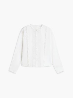 Lace-Trim Shirt, Optic White