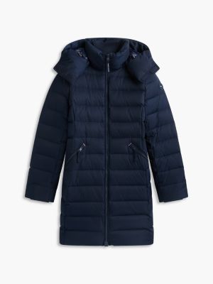 Slim Fit Water-Repellent Down Coat, Dark Blue