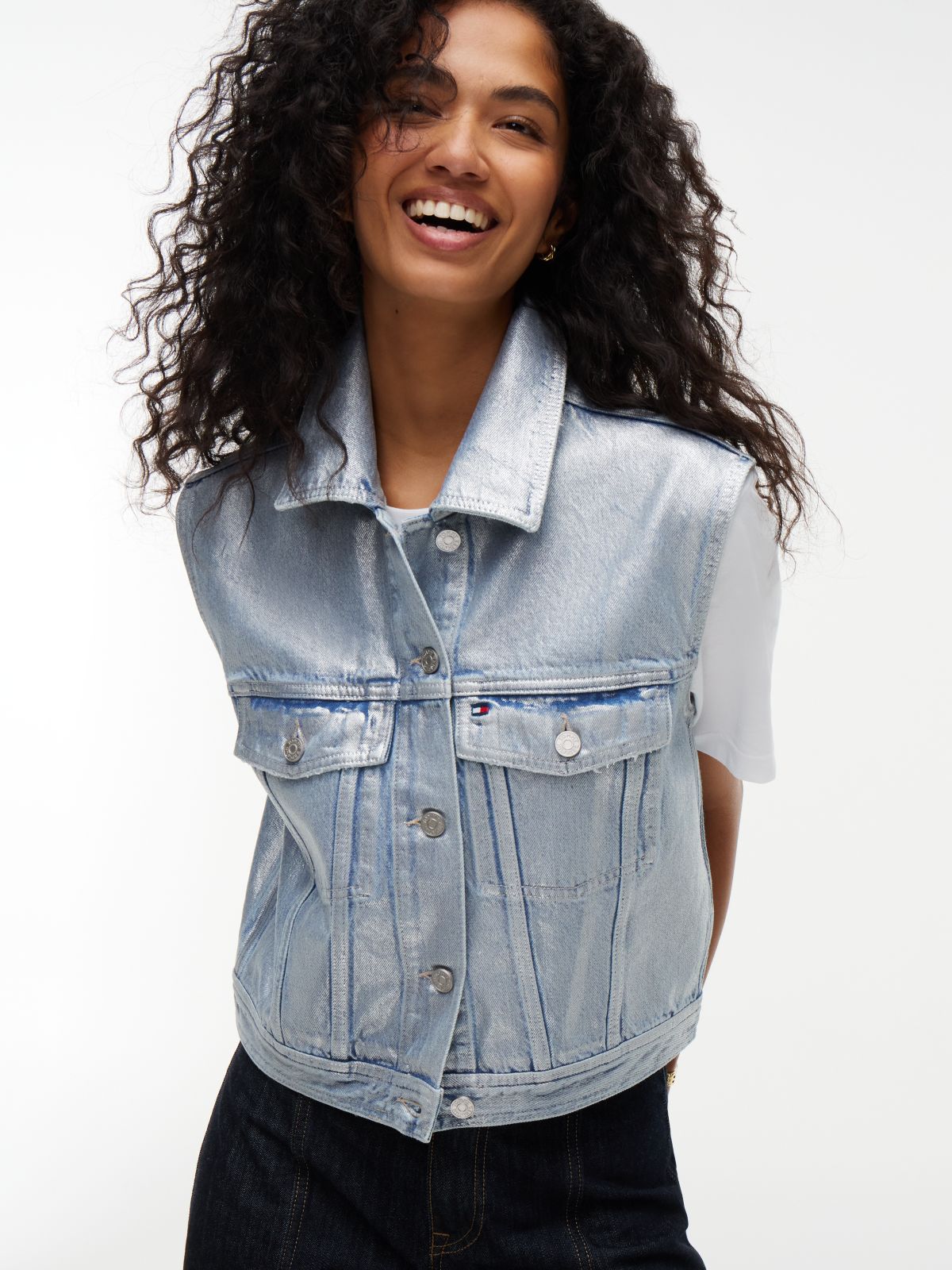 Tommy x Cadillac F1® Team Austin Denim Vest — Light Wash Denim
