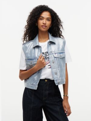Tommy x Cadillac F1&reg; Team Austin Denim Vest, Light Wash Denim