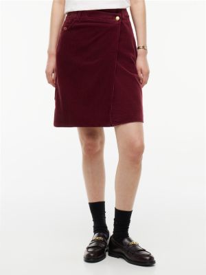 Corduroy Utility Wrap Skirt, Burgundy