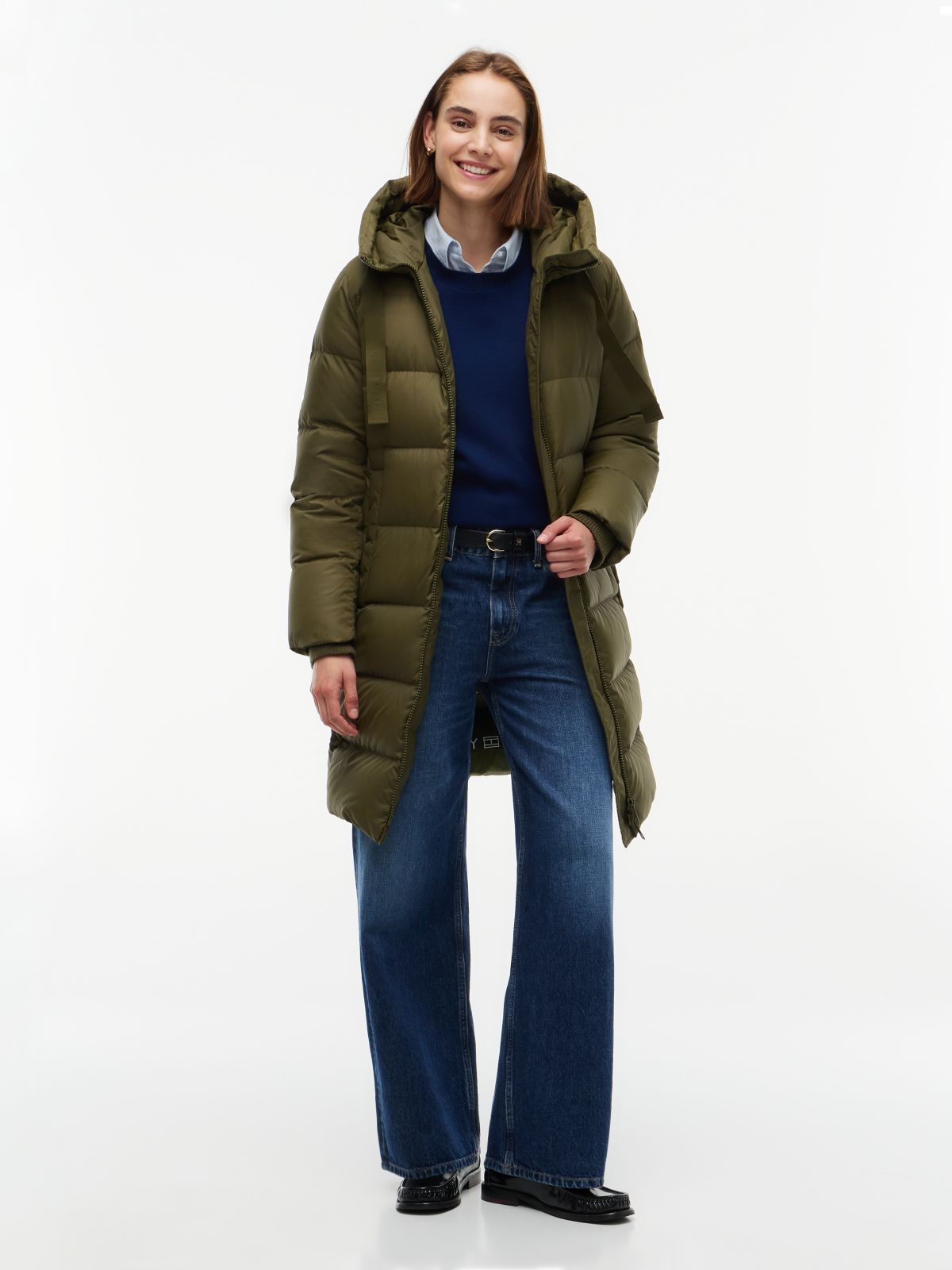 Water-Repellent Hooded Down Puffer Coat — Olivewood