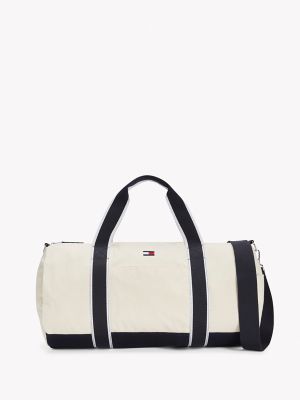 Tommy Flag Canvas Duffle Bag, Natural