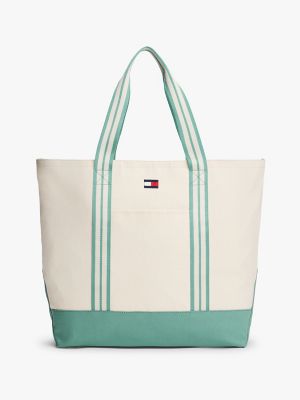 Striped Handle Tote, Natural