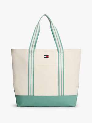 Striped Handle Tote, Natural