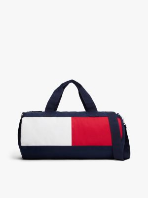 Colorblock Flag Logo Duffle Bag, Space Blue/Bright White/Medium Red