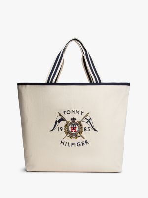 Nautical Crest Canvas Tote Bag, Beige