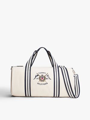 Nautical Crest Canvas Duffel Bag, Natural Unbleached
