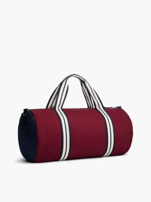 Мужская сумка Tommy Hilfiger Varsity Monogram Canvas Duffel, цвет: Бордовый — фото 4