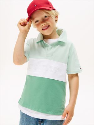 Kids' Colorblock Monotype Logo Polo, Minty Essence