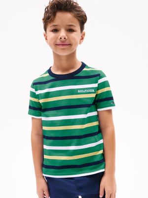Kids' Stripe Monotype Logo T-Shirt, Olympic Green