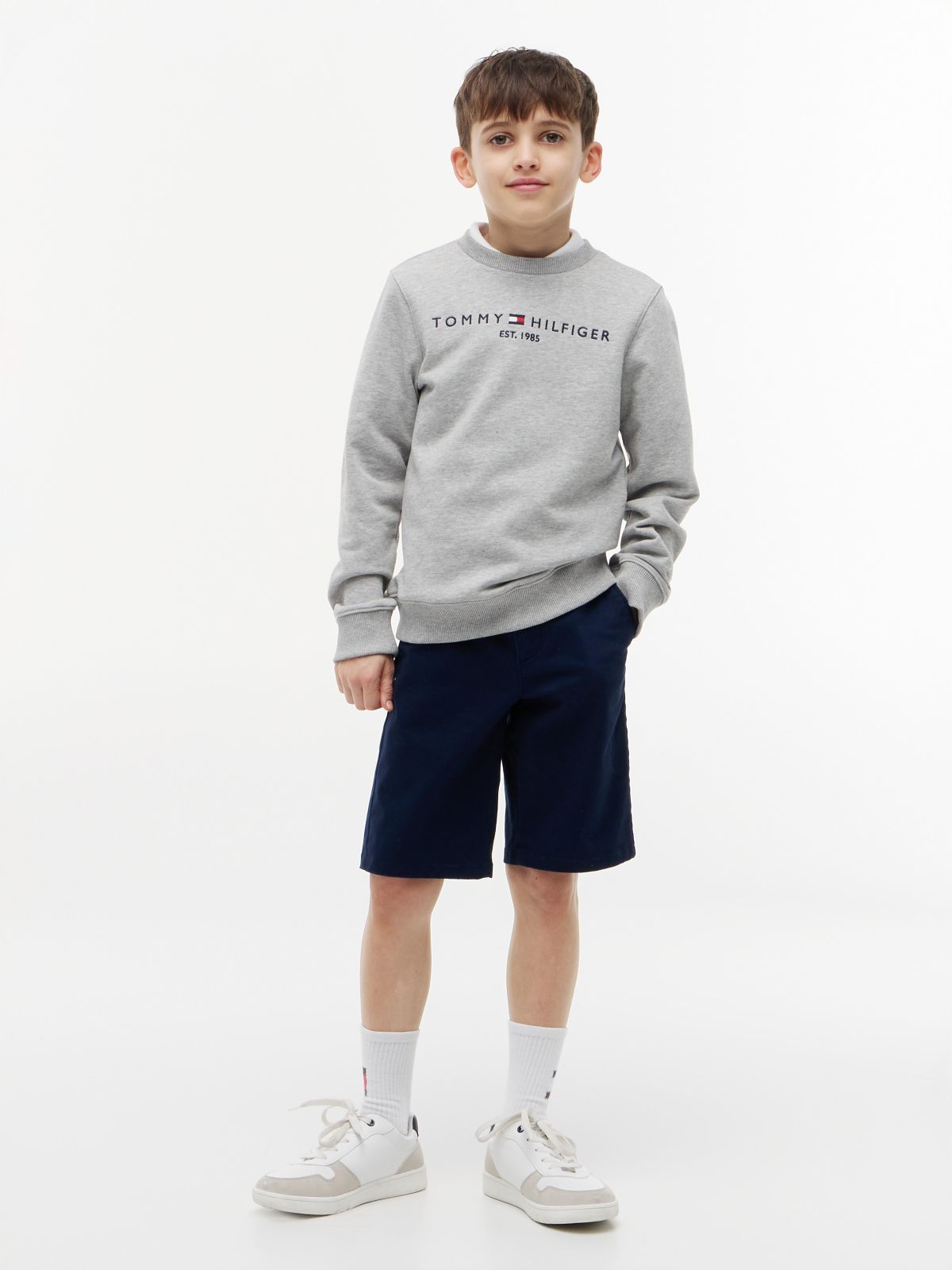 Kids' Belted Chino Short — Light Navy