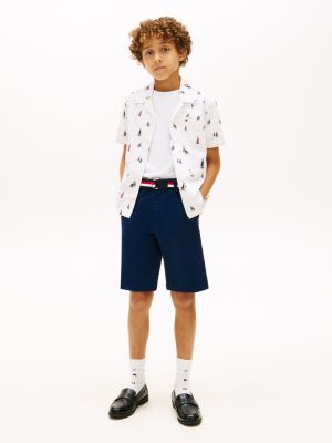 Kids' Belted Chino Short, Carbon Navy