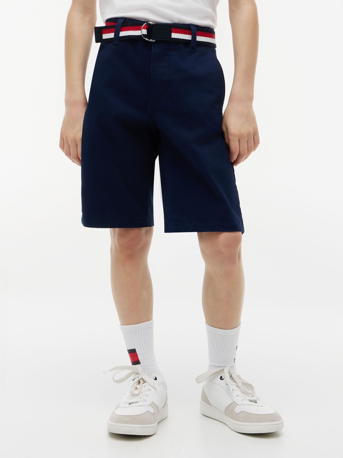 Kids' Belted Chino Short — Light Navy