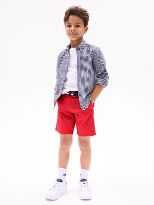 Kids' Belted Chino Short, Primary Red