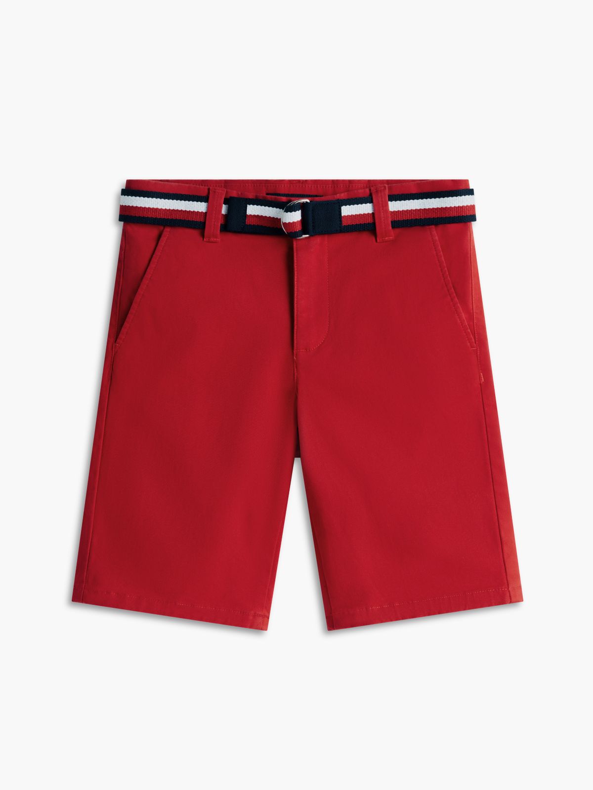 Kids' Belted Chino Short — Primary Red