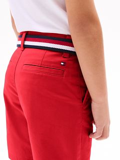 Kids' Belted Chino Short — Primary Red 3