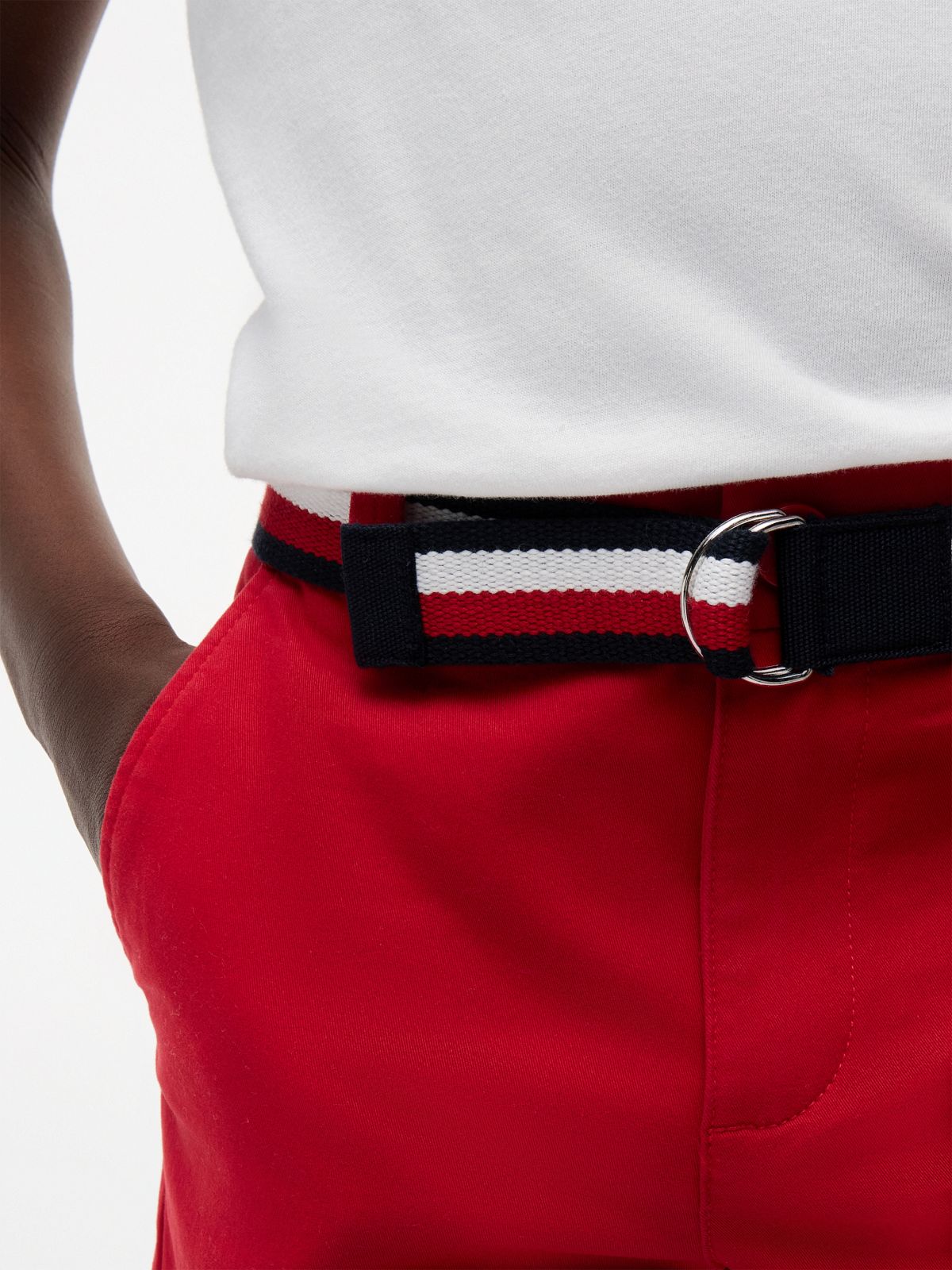 Kids' Belted Chino Short — Primary Red