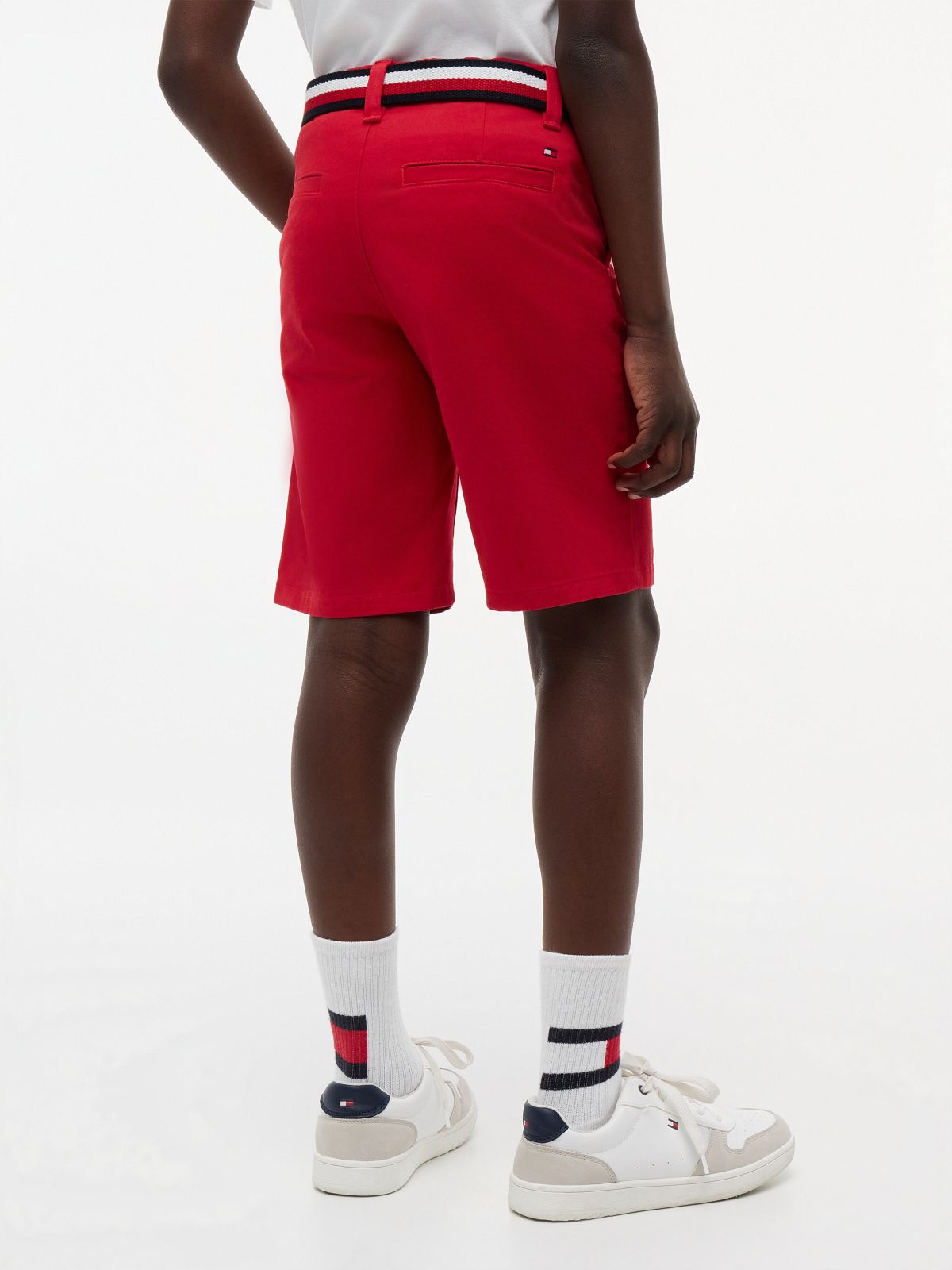 Kids' Belted Chino Short — Primary Red