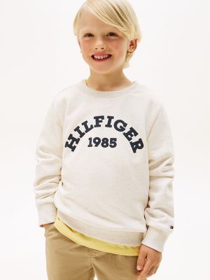 Kids' 1985 Hilfiger Arch Logo Sweatshirt, Beige Heather