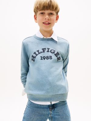 Kids' 1985 Hilfiger Arch Logo Sweatshirt, Dark Blue Heather