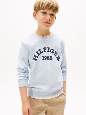 Kids' 1985 Hilfiger Arch Logo Sweatshirt, Light Blue Heather