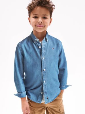 Kids' Long-Sleeve Chambray Shirt, Medium Wash