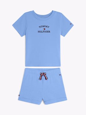 Babies' Logo Shirt and Short Set, Copenhagen Blue