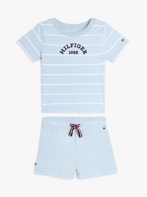 Babies' Stripe Shirt and Short Set, Breezy Blue