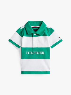 Babies' Stripe Hilfiger Logo Polo, Olympic Green Stripe