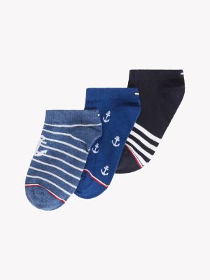 Kids' Nautical Ankle Sock 3-Pack, Blue Heather / Multi