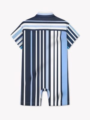 Babies' Stripe Shortall, Breezy Blue/Navy Stripe