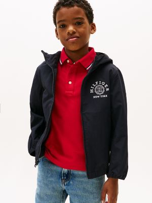 Kids' Hooded Windbreaker, Navy