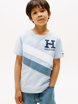 Kids' Diagonal Colorblock Logo T-Shirt, Breezy Blue