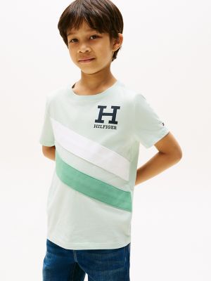 Kids' Diagonal Colorblock Logo T-Shirt, Minty Essence