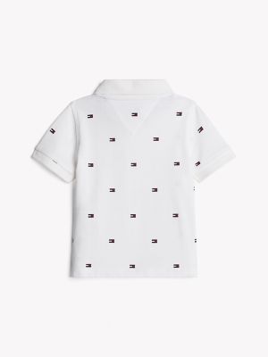 Babies' Allover Flag Print Polo, White